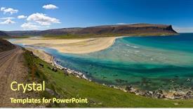  Presentation with beautiful golf courses - Slides enhanced with mighty golden beaches and turquise background and a  colored foreground