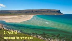  Presentation with beautiful golf courses - Audience pleasing slide set consisting of mighty golden beaches and turquise backdrop and a  colored foreground