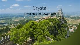  Presentation with tower - Presentation theme having mighty-guaita-tower-and-fortress background and a light blue colored foreground