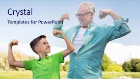 Presentation with power generation - Cool new PPT theme with mighty men - family generation power and people backdrop and a sky blue colored foreground