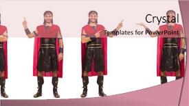  Presentation with gladiator - Audience pleasing PPT theme consisting of mighty men - gladiator isolated on white backdrop and a coral colored foreground