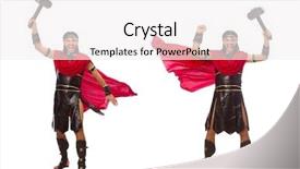  Presentation with gladiator - Presentation theme with mighty men - gladiator with hammer isolated background and a  colored foreground