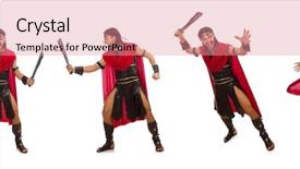  Presentation with gladiator - Cool new slides with mighty men - gladiator with sword isolated backdrop and a coral colored foreground