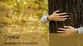  Presentation with human robot hands - Audience pleasing PPT layouts consisting of mighty men - human hands hugging tree backdrop and a  colored foreground