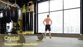  Presentation with professional tennis player athlete man - Beautiful PPT theme featuring mighty men - portrait of athletic man which backdrop and a violet colored foreground