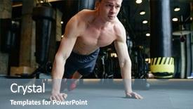  Presentation with gym - Cool new PPT theme with mighty men - serious athletic man with naked backdrop and a  colored foreground