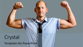  Presentation with human rights concept chained man - Slide deck with mighty men - strong businessman concept business man background and a  colored foreground