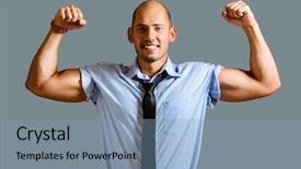  Presentation with strong - Slide deck featuring mighty men - strong businessman concept business man background and a light blue colored foreground