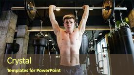  Presentation with professional tennis player athlete man - PPT theme with mighty men - view from below of athletic background and a tawny brown colored foreground