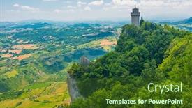  Presentation with tower - Presentation design enhanced with mighty-montale-tower-and-fortress background and a tawny brown colored foreground