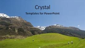  Presentation with new zealand - Colorful presentation design enhanced with mighty mountains covered by snow backdrop and a teal colored foreground