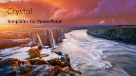  Presentation with popular - Beautiful slide deck featuring mighty-stream-of-breathtaking-selfoss backdrop and a coral colored foreground
