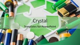  Presentation with batteries - PPT layouts featuring migracion - waste recycling garbage disposal environment background and a mint green colored foreground