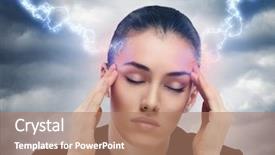  Presentation with pain - Audience pleasing presentation design consisting of migraine tension headache - poor girl suffering backdrop and a coral colored foreground