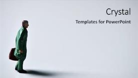  Presentation with traveler - Amazing presentation theme having migrant workers - miniature traveler man carrying backdrop and a light gray colored foreground