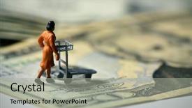  Presentation with luggage - Presentation design consisting of migrant workers - miniature traveler woman seen background and a light gray colored foreground