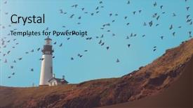  Presentation with cliff - Presentation design having migration - lighthouse on a cliff background and a light blue colored foreground