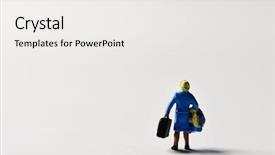 Presentation with migration - Cool new theme with migration - miniature traveler woman seen backdrop and a white colored foreground