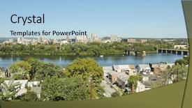  Presentation with cable stayed bridge over river - Cool new slide set with migration capital - harrisburg skyline over the susquehanna backdrop and a  colored foreground