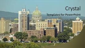  Presentation with cable stayed bridge over river - Presentation consisting of migration capital - harrisburg skyline over the susquehanna background and a  colored foreground