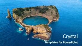  Presentation with volcano - Presentation theme consisting of miguel island azores archipelago portugal background and a ocean colored foreground