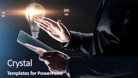  Presentation with black people - Colorful presentation theme enhanced with lightbulb projection over black background backdrop and a wine colored foreground