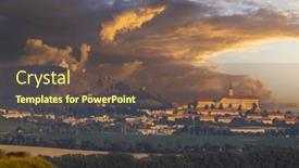  Presentation with vineyard - Presentation design enhanced with mikulov-castle-and-vineyard-southern background and a tawny brown colored foreground