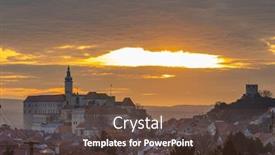  Presentation with czech republic - Beautiful theme featuring mikulov-castle-south-moravia-czech backdrop and a tawny brown colored foreground