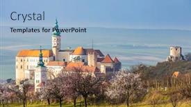  Presentation with czech republic - Beautiful slide deck featuring mikulov-castle-with-blooming-trees backdrop and a light blue colored foreground