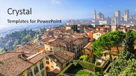  Presentation with medieval - Slide set enhanced with milan - view of medieval upper bergamo background and a light blue colored foreground