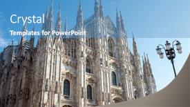  Presentation with facade - Beautiful PPT layouts featuring milan-cathedral-duomo-di-milano backdrop and a teal colored foreground