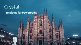  Presentation with italy - Theme with milan-cathedral-duomo-di-milano background and a ocean colored foreground