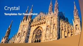  Presentation with clear - PPT layouts enhanced with milan cathedral spires on clear blue sky background background and a ocean colored foreground