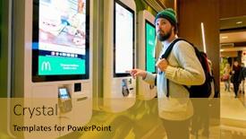  Presentation with kiosk - Slide set consisting of milan-italy-circa-november-2017 background and a gold colored foreground