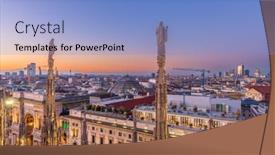  Presentation with skyline - Presentation theme enhanced with milan-italy-city-skyline background and a light blue colored foreground