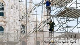  Presentation with steel construction - Colorful presentation theme enhanced with milan-italy-may-21-2019 backdrop and a light gray colored foreground