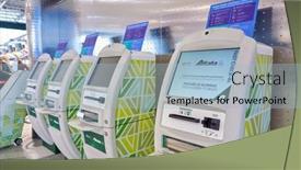  Presentation with airport terminal - Presentation theme consisting of milan-malpensa-italy-circa-november background and a light blue colored foreground