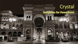  Presentation with financial center - Amazing PPT theme having milan-may-24-galleria-vittorio backdrop and a tawny brown colored foreground