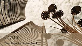  Presentation with financial center - Presentation theme with milan-may-24-modern-buildings background and a coral colored foreground