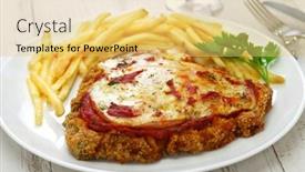  Presentation with mozzarella cheese - Presentation design having milanesa-a-la-napolitana-argentina background and a yellow colored foreground