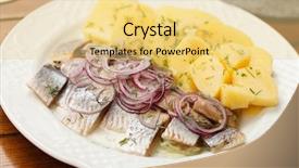  Presentation with potatoes plant - Presentation design with mild green - herring with potatoes background and a  colored foreground