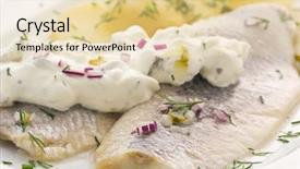  Presentation with sambal hot sauce - Slides having mild green - herring with sauce background and a  colored foreground