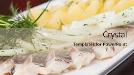  Presentation with marinated pickles variety preserving jars - Slides with mild green - marinated herring fillets background and a  colored foreground