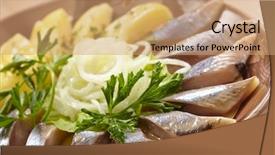  Presentation with potatoes plant - Presentation design consisting of mild green - matjes with potatoes background and a  colored foreground