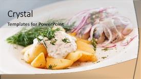  Presentation with potatoes plant - PPT theme enhanced with mild green - matjes with potatoes background and a  colored foreground