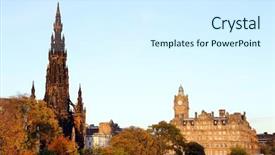  Presentation with scotland - PPT theme enhanced with mile stones - walter scott monument in edinburgh background and a cool aqua colored foreground
