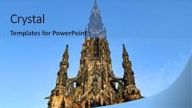  Presentation with wall street stocks - Colorful PPT layouts enhanced with mile stones - walter scott monument on princess backdrop and a light blue colored foreground