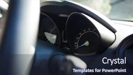  Presentation with wheel - Cool new slide set with mileage - close-up of car interior backdrop and a wine colored foreground