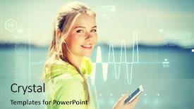  Presentation with listening woman - Theme featuring mileage - fitness and lifestyle concept background and a mint green colored foreground