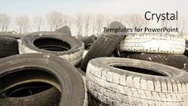  Presentation with tires - Amazing slides having mileage - heap of used car tires backdrop and a  colored foreground